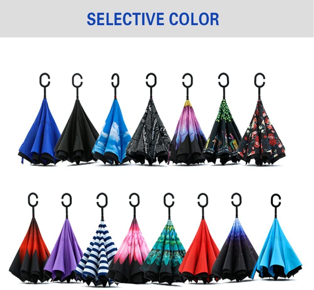 Double Layer Inverted Umbrella with C-Shaped Handle