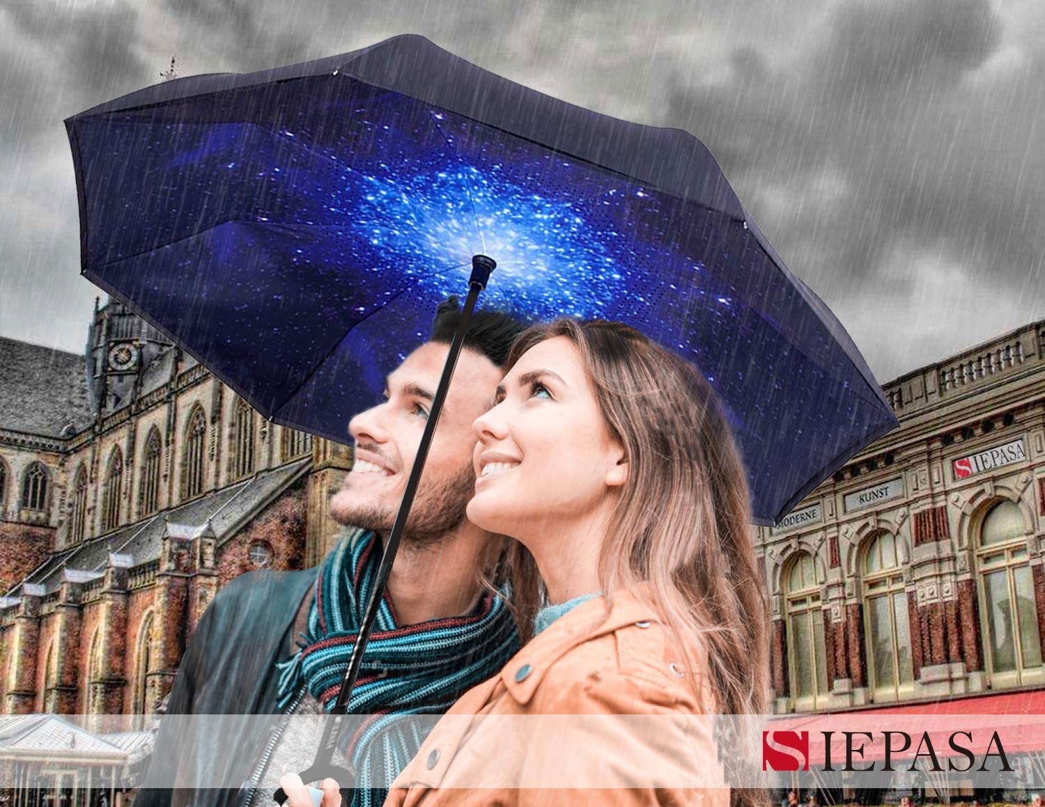 Double Layer Inverted Umbrella with C-Shaped Handle